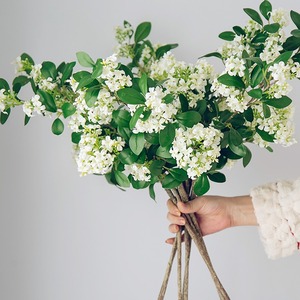 Bouquet de fleurs artificielles en soie, feuilles vertes blanches, décoration intérieure, décoration de la maison, style nordique, arrangement de table pour salon - Product Image 1