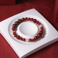Meilleur Prix Bracelet de Guérison en Agate Rouge Profond, Perles de Pierre Rouge des États Combatants Chinois 10mm, Style Tibétain Marron, Bijou de Guérison