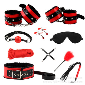 SM exporta un set erótico de cuero de 10 piezas, set de felpa para bondage, juguete alternativo de 10 piezas al por mayor. - Product Image 1