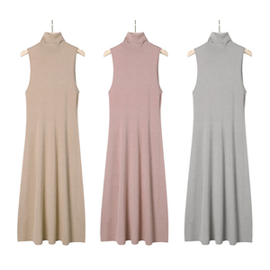 Vestidos Casuales sin Mangas para Mujer, Venta al Por Mayor, Vestidos de Punto con Cuello Alto para Mujer, OEM ODM - Product Image 2