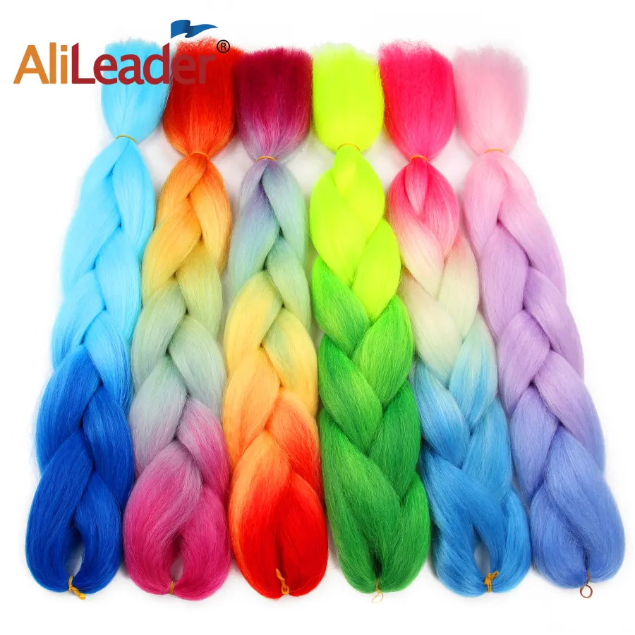 AliLeader Factory Vente en gros 24 pouces 100g Ombre Yaki Style Box Braids Synthétique Jumbo Tressage Cheveux