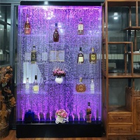 Tableau mural décoratif contemporain en acrylique avec cascade LED intérieure à changement de couleur et étagères de bar – Offre Spéciale