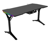 Bureau d'écriture de bureau à domicile robuste de conception personnalisée, bureau de jeu noir pour joueur, table d'ordinateur de jeu avec RGB et tiroir