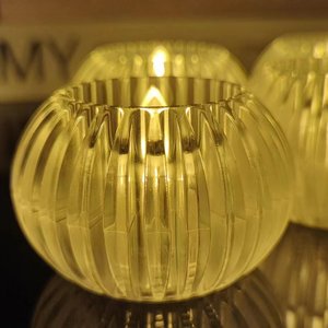 Lámpara <span class=keywords><strong>LED</strong></span> con Diseño de Bola a Rayas Verticales, Simulación de Llama Transparente, Decoración para Bodas y Hogar, en Venta - Product Image 3