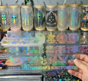 Autocollant de transfert pour gobelet 20oz, imperméable, écologique, motif dessin animé Q-style chat mignon pour fille, enveloppes de tasses UV DTF 16oz - Product Image 2