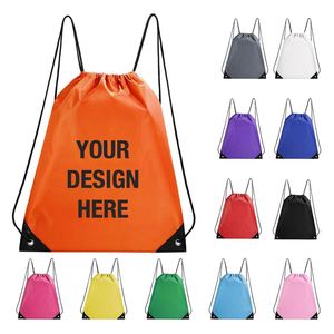 Custom Logo Reusable Drawstring Bag Lightweight Gym Sack Sports Cinch <b>Backpack</b> for Fitness Promotion - Product Image 6