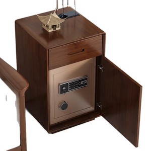 Solid Wood Nightstand With Safe <b>Drawer</b> Multifunctional Bedroom Storage Cabinet <b>Walnut</b> Color BX01 - Product Image 5