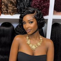 Perruque en dentelle sans colle 13x4 Swiss HD en cheveux humains courts, bouclés et ondulés Chioma, Remy, avec nœuds blanchis, pour femme, expédition sous 3 jours