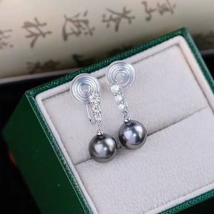 22382DIY Simple Silver <b>Jewelry</b> Earrings with 9-13mm Round Beads S925 Silver Accessories Empty Earnail <b>Tray</b> Pearl Accessory - Product Image 5