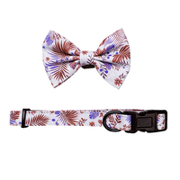Conjunto de Collar para Mascotas con Estampado Floral de Alta Calidad, Collar Ajustable para Perros y Cachorros con Corbata de Moño Extraíble, Accesorios para el Cuello