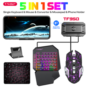 Set de Teclado de Una Mano TF950 al por Mayor, Cinco <span class=keywords><strong>Piezas</strong></span>: Teclado, Ratón, Alfombrilla de Ratón, Adaptador y Soporte para Teléfono para Jugar - Product Image 1