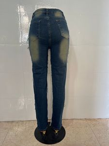 Jeans Ajustados de Mezclilla con Parches y Estilo Desgastado para Mujer, Moda Urbana - Product Image 6