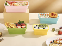 Boîte à lunch pliable en silicone avec couvercle en PP de qualité alimentaire, sans BPA, réutilisable, compatible micro-ondes et lave-vaisselle