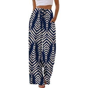 Women's <b>Linen</b> Cotton Palazzo Pants Wide Leg High Waist Flowy Beach Trousers With Pockets Breathable Summer Wear - Product Image 2