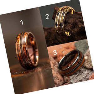 Nouvelle Collection 2024 : Bague Saristocratique en Acier Inoxydable de Haute Qualité 8MM, Motif Corde de Guitare et Bois de Cask, Bijou pour <span class=keywords><strong>Homme</strong></span>, Cadeau de Fête - Product Image 2