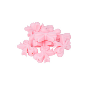 Cl <b>Silicone</b> Teethers Macaron Color Bows <b>Beaded</b> Bows Diy Jewelry For Babies More Than 3 Months - Product Image 2