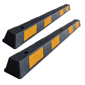 Butée de roue en caoutchouc réfléchissant avec perles de verre noires et jaunes de 1650 mm pour <span class=keywords><strong>garage</strong></span>, stationnement en extérieur - Product Image 1