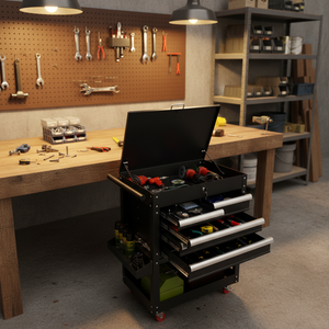 Armadio Portautensili in Acciaio a 5 Cassetti con Ruote, Antifurto, Impermeabile, Chiudibile a Chiave, Capacità di Carico 300kg, per Garage e Officina, OEM - Product Image 5