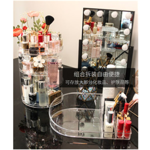 Caja de almacenamiento de cosméticos giratoria transparente para escritorio, organizador de maquillaje y cuidado de la piel, soporte para lápiz labial de gran capacidad - Product Image 2