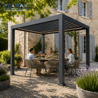 Pérgola de Patio Exterior Motorizada con Persianas de Aluminio y Elemento Calefactor Integrado para Uso en Noches Frescas