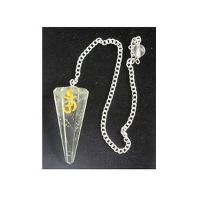 Cristal Cuarzo Om Péndulo con cadena Piedra semipreciosa Artesanía - Product Image 1