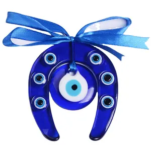 Pendentif oeil bleu en verre, ruban en soie, 1 pièce, cadeau musulman, décoration, mauvais œil