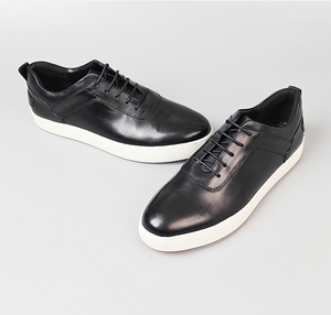 <span class=keywords><strong>Scarpe</strong></span> da ginnastica casual alla moda per giovani, stringate, taglie grandi, nere, da skateboard, in vera pelle bovina, piatte, da uomo - Product Image 3