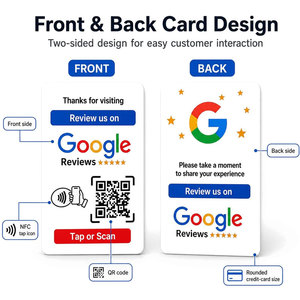 Carte NFC personnalisée avec URL de lien Google Review et code QR encodé, carte à tapoter pour affichage, pour café, salon, restaurant, hôtel, carte de visite professionnelle - Product Image 2