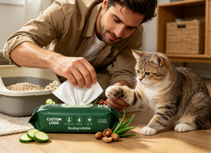 Lingettes pour animaux de compagnie avec logo personnalisé, naturelles, écologiques, biodégradables, sans alcool, non parfumées, lingettes nettoyantes pour chiens et chats - Product Image 6
