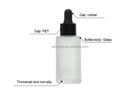 Bouteille d'huile à bouchon argenté en verre dépoli de 30ml pour crème de sérum de soin de la peau gouttes pour les yeux avec joint à bouchon à vis