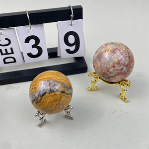 Vente en gros de sphères d'agate jaune dentelle naturelle, artisanat en cristal de guérison, agate folle, pour la décoration intérieure - Product Image 4