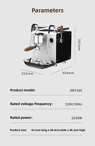 <span class=keywords><strong>Cafetera</strong></span> Espresso eléctrica semiautomática <span class=keywords><strong>Express</strong></span> blanca y negra, <span class=keywords><strong>15</strong></span> <span class=keywords><strong>bares</strong></span> de presión, carcasa de acero inoxidable, hogar sólido para Hotel - Product Image 6