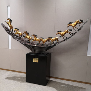 Eight Horses Galloping Bronze <b>Ornament</b> Irregular Shape Artistic Sculpture Office Decor Business Gift Chinese Style - Product Image 2