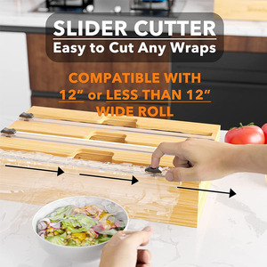 3-in-1 Bamboo Wood Plastic Wrap Dispenser 12-Inch Aluminum <b>Foil</b> & Parchment Paper Cling Wrap Cutter for <b>Kitchen</b> Bag Use - Product Image 2