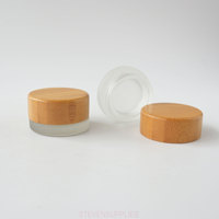 Pot de crème 5g en verre dépoli avec couvercle en bambou naturel, petit format, portable pour voyage, emballage cosmétique pour soins de la peau, beurre corporel, baume à lèvres, huile, en vrac