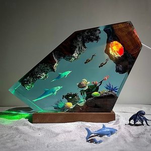 Lámpara de Resina Decorativa con Diseño de Búho, Delfín y Tortuga, Modelo 3D, Luz Nocturna Regulable RGB, Regalo para Amantes del Océano - Product Image 5