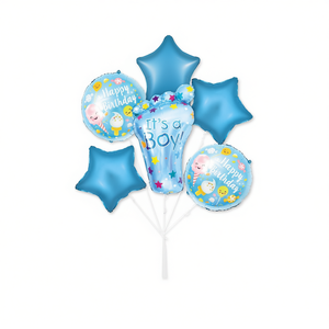 It's A Boy - Ramo de globos de aluminio mate de 5 piezas, suministros para fiestas de baby shower 4D para niños YB15 - Product Image 1
