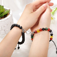 Bracelet en agate naturelle, bracelets magnétiques assortis en forme de cœur, 2 pièces, cadeaux de la Saint-Valentin pour couples, bracelets d'amitié