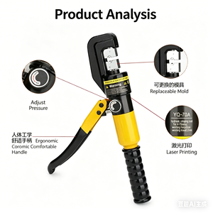 Pince à sertir hydraulique manuelle 70 mm pour fils et bornes en cuivre et aluminium, qualité industrielle - Product Image 4