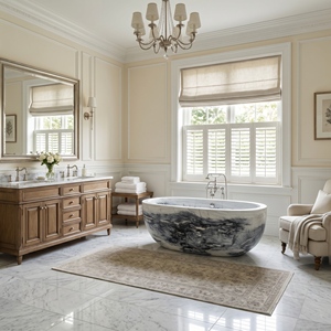 Baignoires ovales modernes sur mesure de luxe en marbre de Forêt-Noire exclusif, autoportantes pour salle de bain, villa et hôtel - Product Image 1