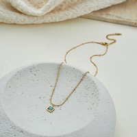 Colliers pendentifs FY en acier inoxydable doré avec opale bleue océanique, cœur carré, ovale et œil de chat