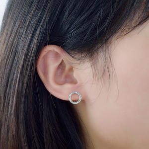 Ensemble collier et boucles d'oreilles pendantes en argent sterling S925 avec double halo de zirconiums cubiques, bijoux délicats pour femmes - Product Image 2