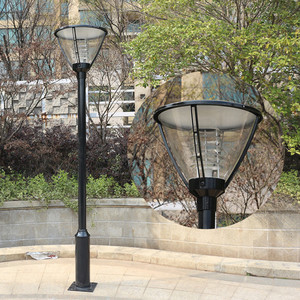 Lampadaire de jardin extérieur en fer avec abat-jour en verre LED, lumière blanc chaud doux 2700K, IP66, non-démontable, AC 220V, capteur de mouvement, alimenté par énergie solaire - Product Image 3