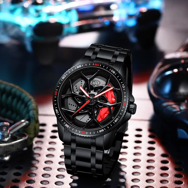Original 3D Official Gyro Rim Watch High Quality Wholesale Wheel Watches Quartz Waterproof Car Wheel Watch Lambo Aventador SV