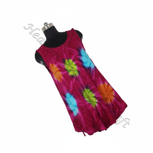 2025 verano venta al por mayor Tie Dye ropa sin mangas cuello redondo bohemio 100% rayón Maxi para mujer vestido Tie Dye Boho Gypsy vestido - Product Image 1