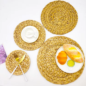 Hot Sale Natural Woven Water Hyacinth Place Mats Seagrass Thick Rattan <strong>Round</strong> Non-Slip Handmade Braided Dinner <strong>Tablemat</strong> - Product Image 2