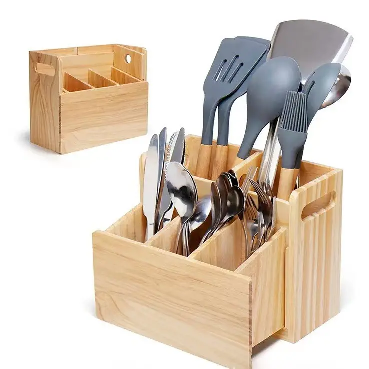 OWNSWING Wood Scalable Cutlery Utensil Holder for Flatware Dinnerware Restaurant Kitchen Utensil Storage Box