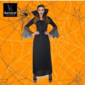 Venta al por mayor ODM gótico negro encaje bruja vestido con cuello de las mujeres <span class=keywords><strong>Halloween</strong></span> fiesta actuación TV y película <span class=keywords><strong>disfraz</strong></span> - Product Image 1