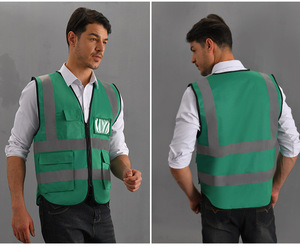 XXL Ansi sicurezza sicurezza in esecuzione gilet Multi tasca blu senza maniche riflettente con logo personalizzato per lavori di costruzione - Product Image 3