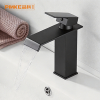 Grifo monomando de lujo moderno de acero inoxidable negro para lavabo con caño y control de caudal, para baño cerámico